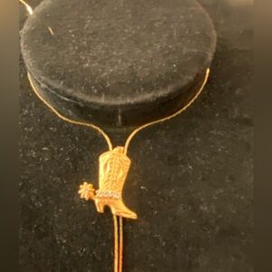NWOT Rhinestone Studded Adjustable Boot Necklace